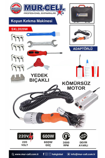 Mur-Cell 2020W 600 Watt Adaptörlü Kömürsüz Koyun Kırpma Makinesi