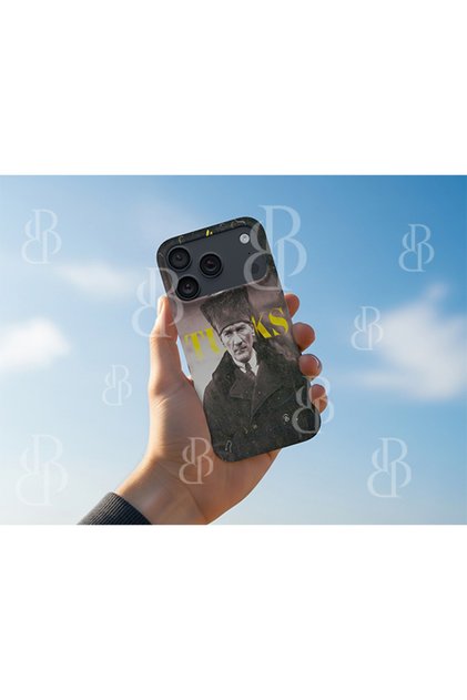 Ataturk Patterned Velvet Inside Premium Quality Launch Phone Case Compatible with iPhone 17 Pro Max