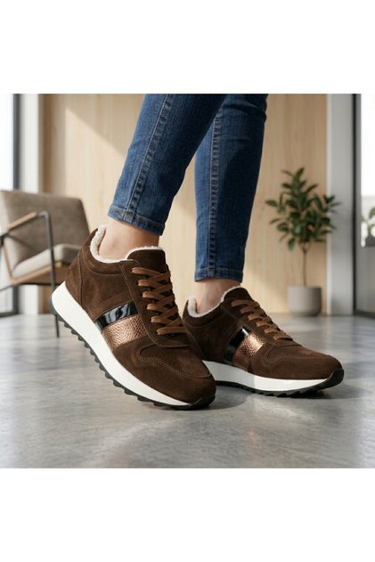 Pantofi sport din piele întoarsă maro Brownies