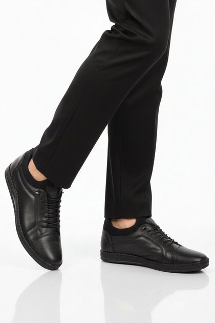 Black Genuine Leather Gel Sole Anatomical Men's Casual Shoes 419 m