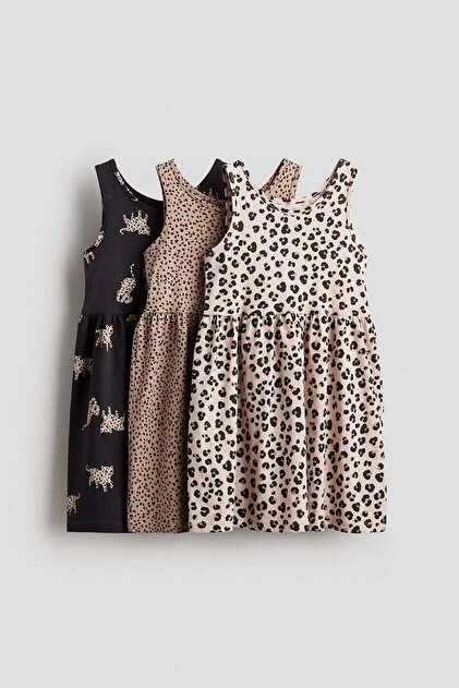 3-pack printed cotton dresses