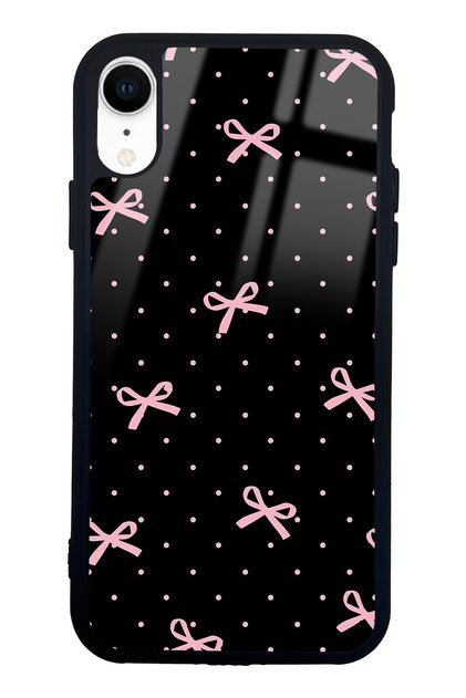 iPhone Xr Glossy Phone Case with Pink Ribbon Design