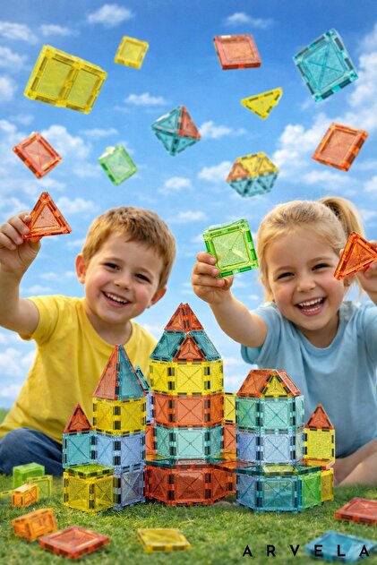 Arvela Mini Manyetik Blok Oyuncak 45 Parça - Yaratıcı İnşa Seti