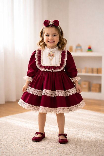 Bordo vintage dogumgünü elbisesi