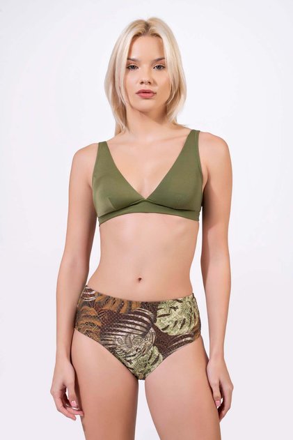 Women's Patterned Special Lurex Fabric High Waist Gathering Bikini Set