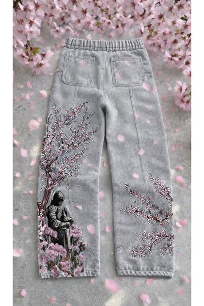 Sakura Flower Embroidered Unisex Sweatpants/Pants