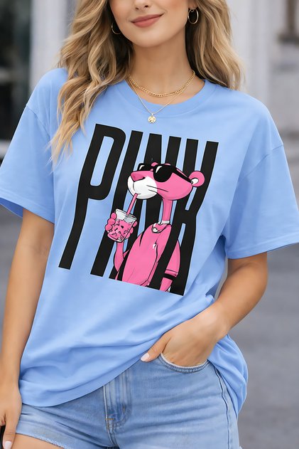 Pink Printed Unisex Oversize T-Shirt – Cotton Crew Neck Casual Streetwear T-Shirt