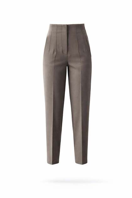 Pantaloni cu talie plată bej-gri 5113