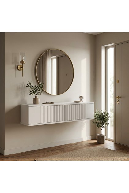 DA1204B DRESUAR, İKİ KAPAKLI, DUVARA MONTAJ, ANTRE, HOL, ÇOK AMAÇLI RAF BEYAZ 120CM