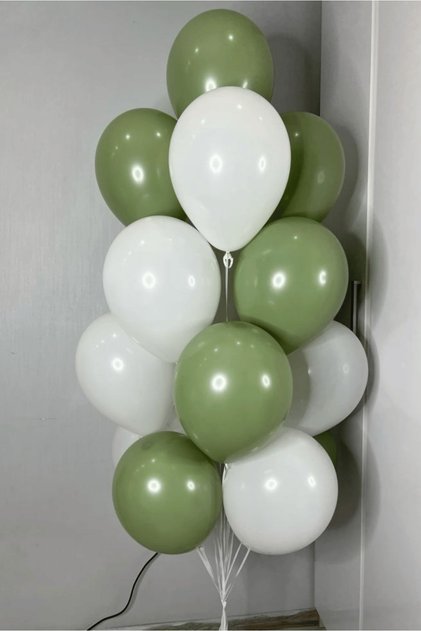 Mildew Green White Pastel Balloon Set 20 Piece Birthday Decoration