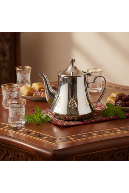 Steel teapot – 1 liter – Elegant design – Durable and luxurious