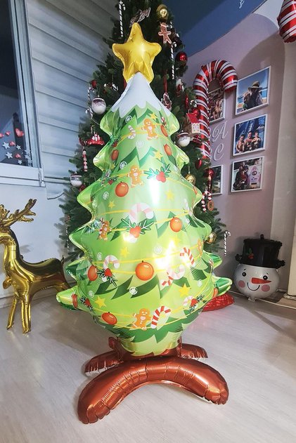 Christmas Tree Foil Balloon Standing Upright, Large Christmas Tree Shaped Balloon
