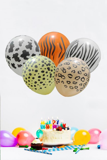 Safari Themed Printed Balloons 12" Inch Balloon 5 Pieces