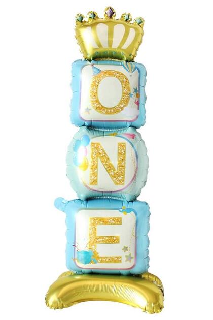 Footed One Written Blue Color Foil Balloon 110 cm