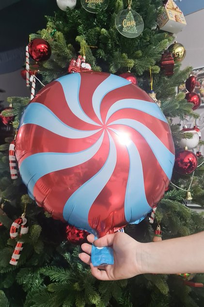 Red Candy Balloon Round Christmas Foil Balloon 45cm