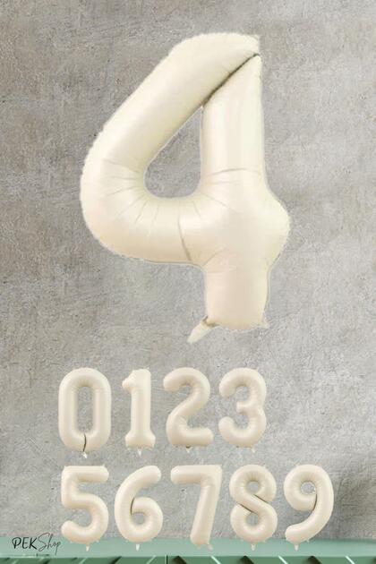 Krem Renk Rakam Folyo Balon