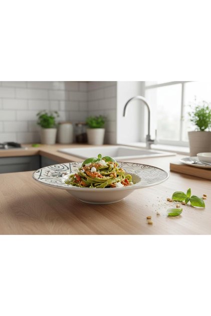 Farfurie adâncă pentru paste, model rustic, 28 cm