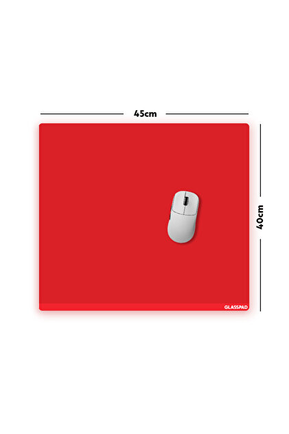 GlassPad Cam Mouse Pad - Kırmızı - Premium Temperli Cam - 45x40 Cm