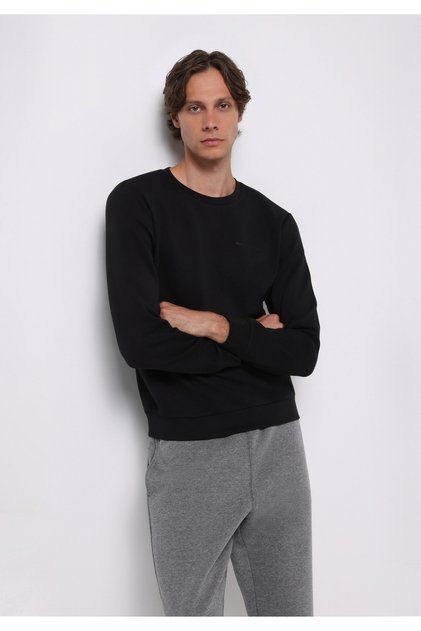 Regular Fit Men's Black Sweatshirt