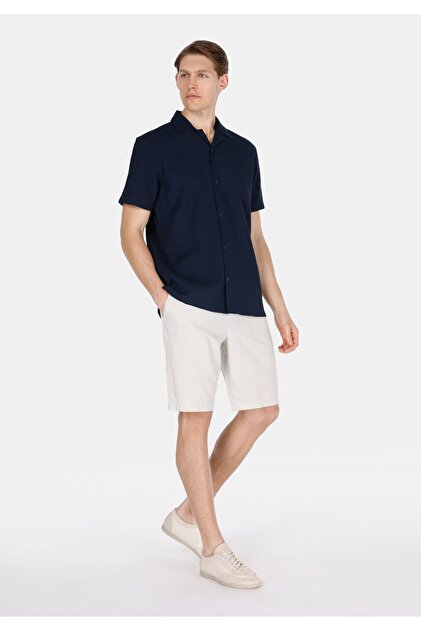Regular Fit Mid Waist Plain Men's Stone Shorts