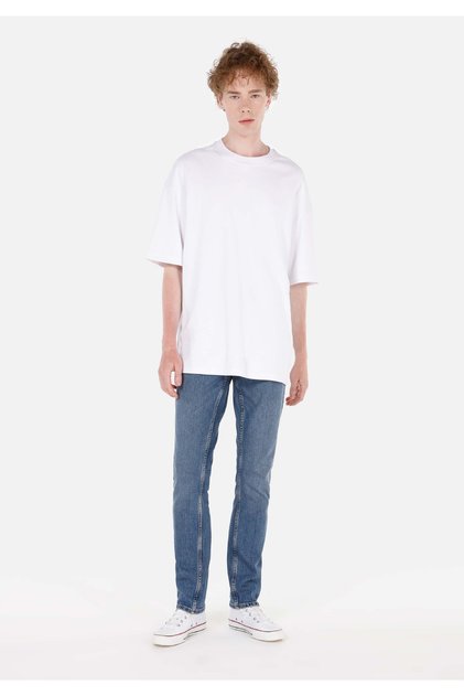 Straight Fit Düşük Bel Düz Paça Erkek Lacivert Jean Pantolon