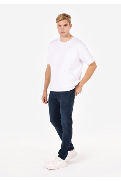 Skinny Fit High Waist Narrow Leg Men's Indigo Jean Trousers