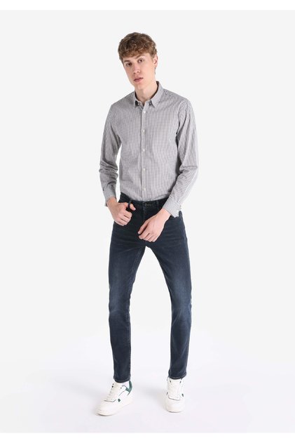 Straight Fit Low Waist Straight Leg Men's Dark Indigo Jean Pants