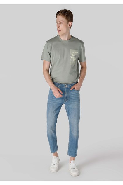 بنطلون جينز نيلي للرجال من Crop Fit