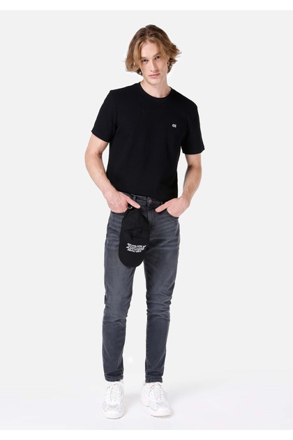 Slim Fit Low Waist Narrow Leg Men's Black Denim Jean Trousers