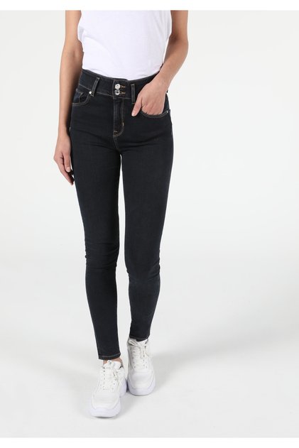 Super Slim Fit Yüksek Bel Dar Paça Kadın Cepli Denim Jean Pantolon