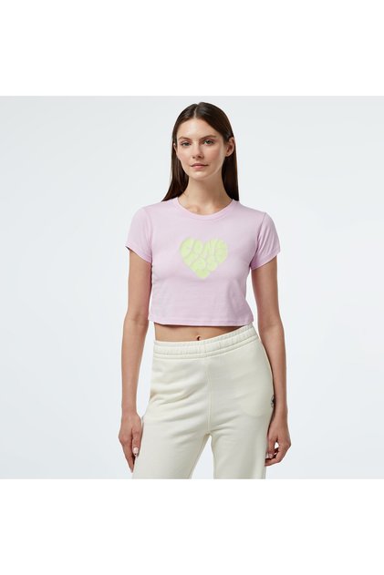 Heart Slim Fit Kadın Lila T-Shirt