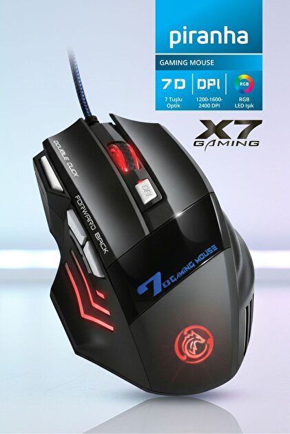 HKB5 Piranha X7 7635 RGB LED Gaming Mouse | USB Kablolu | 7 Tuşlu