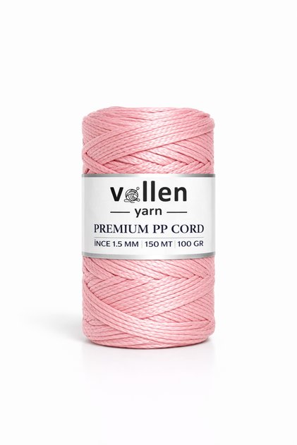 1.5mm-150m Polyester Macrame Thread, Supla Thread, Bag Thread, Bracelet Thread, i Macrame, Powder Pink