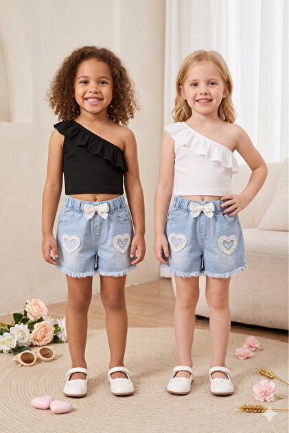 MADALİNA Kız Çocuk Kaşkorse Pamuklu Siyah Crop Top - Fiyatı, Yorumları