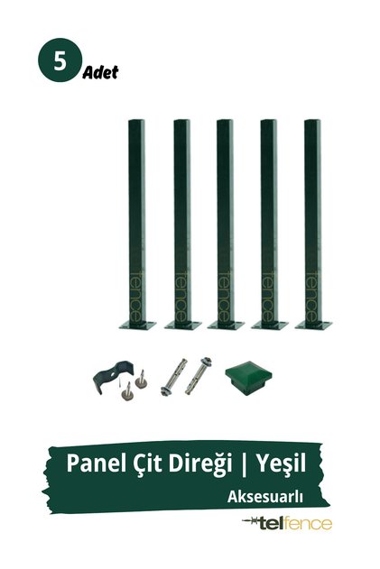 Panel Çit Direği – 120 Cm - Montaj Aksesuarları Dahil - 5 ADET