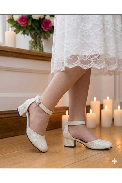 Girl's White Silvery Square Heel Evening Dress Stylish Shoes
