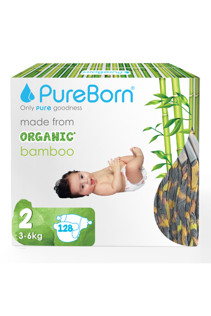 Organic Diapers Size 2 For 3-6 Kg Master Pack 128pcs with Assorted Print