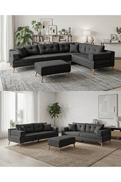 Velura Home & Living Zeri Modüler Yataklı 3 Adet Üçlü Kanepe & 3