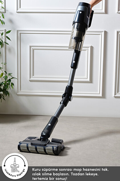 FUKA20素子V型黒3つ Karaca Dynamic Vacuumx 3 in 1 Kablosuz Islak / Kuru Dikey Süpürge