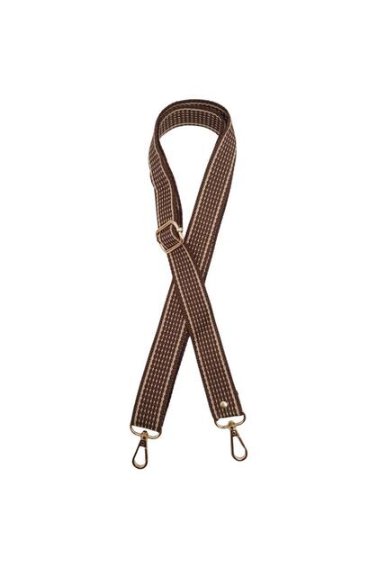 Angel Bag Accessory 120x3 cm Polyester Webbing Bag Handle Light Brown with Beige Stripe Light Gold Metallic