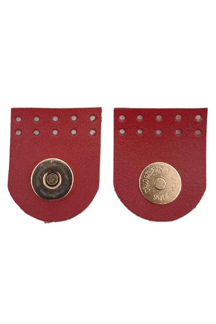 Angel Bag Accessory, Genuine Leather, Single Stitch, Magnetic Snap Closure, Red Color, Light Gold Metallic Trim