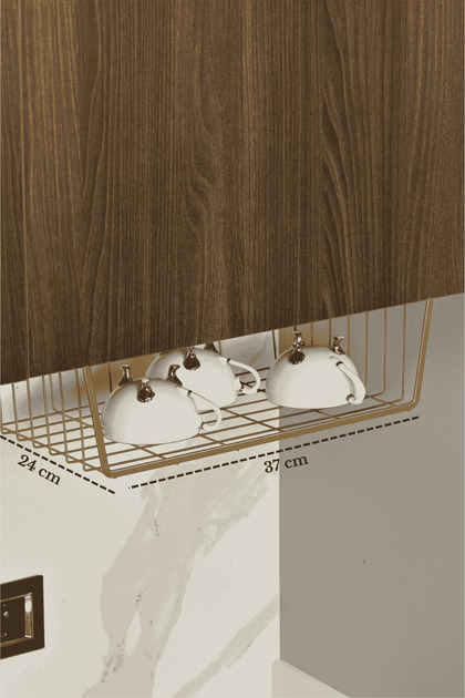 Matte Gold under Shelf Kangaroo Basket Multi-Purpose Organizer Cup Rack