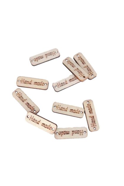 10 Wooden Rectangular Tags 1X3 cm No:4