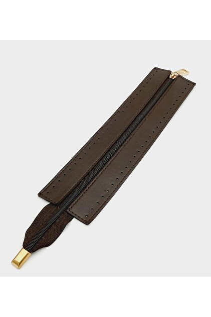 Culoare Maro 28 Cm Fermoar Piele Cu Metal Auriu Deschis