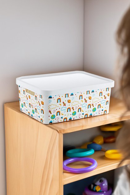 Stafi Patterned Multi-Purpose Box with Lid 12 Lt