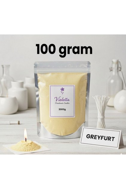 Sarı İnci Toz Mum 100g - Greyfurt Kokulu (Özel Fitil Hediyeli)