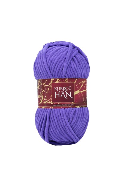 Kadife Örgü İpi 100gr %100 Polyester Yumuşak Pofuduk Koyu Lavanta