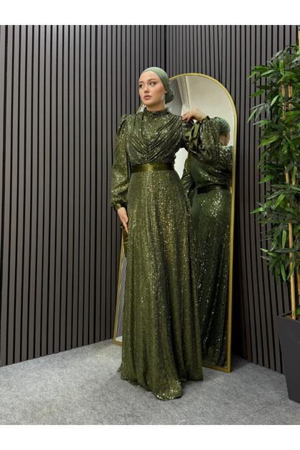 ENSA TESETTUR Full Moon Evening Dress Green- Trendyol ENSA TESETTUR Full Moon Evening Dress Green- Trendyol