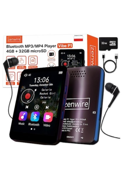Player MP3/MP4 Vibe P1, Ecran tactil HD IPS de 2.4 inch, Bluetooth 5.2, 36GB, Radio FM, Carcasă din aluminiu