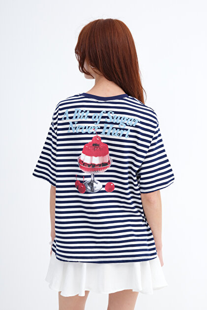 Addax Çizgili Kirazlı T-shirt P18972 - Fiyatı, Yorumları